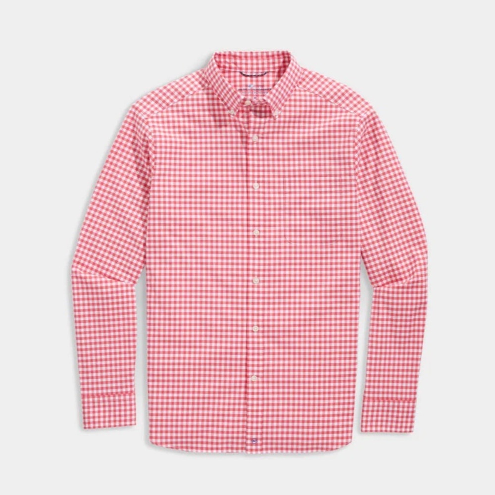 Vineyard Vines Red and White Gingham Button-Down Shirt